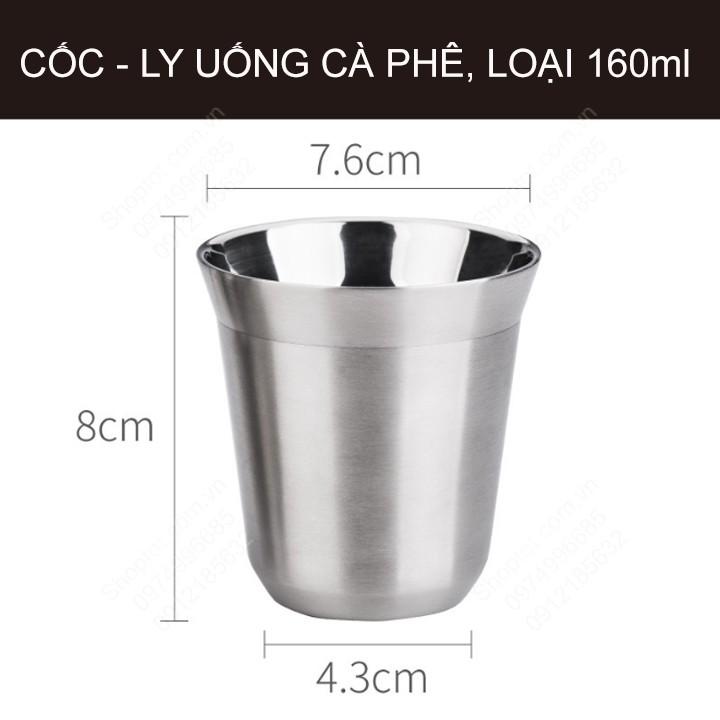 Cốc ly inox 304 loại 2 lớp, chuyên dùng uống cà phê