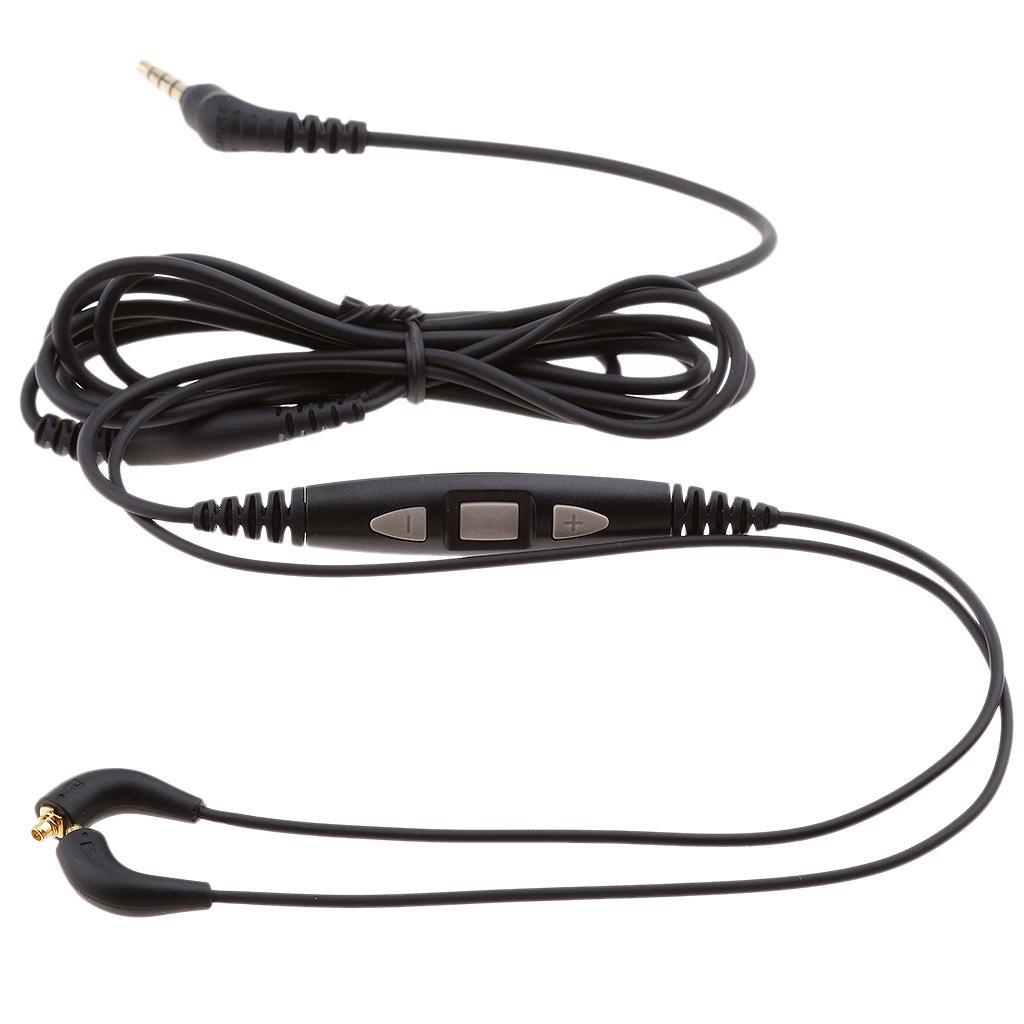 3.5mm Jack Audio Detachable Cable with MIC Volume for Shure SE215 SE425 SE535 Headphone Black