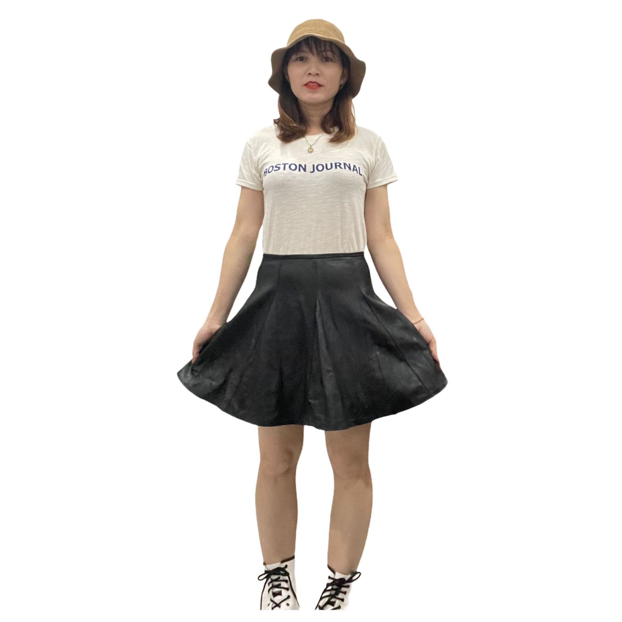 Chân Váy Chữ A Da Pu Lưng Cao Thời Trang Hàn Quốc V23- 45-48 KG JIAMI
