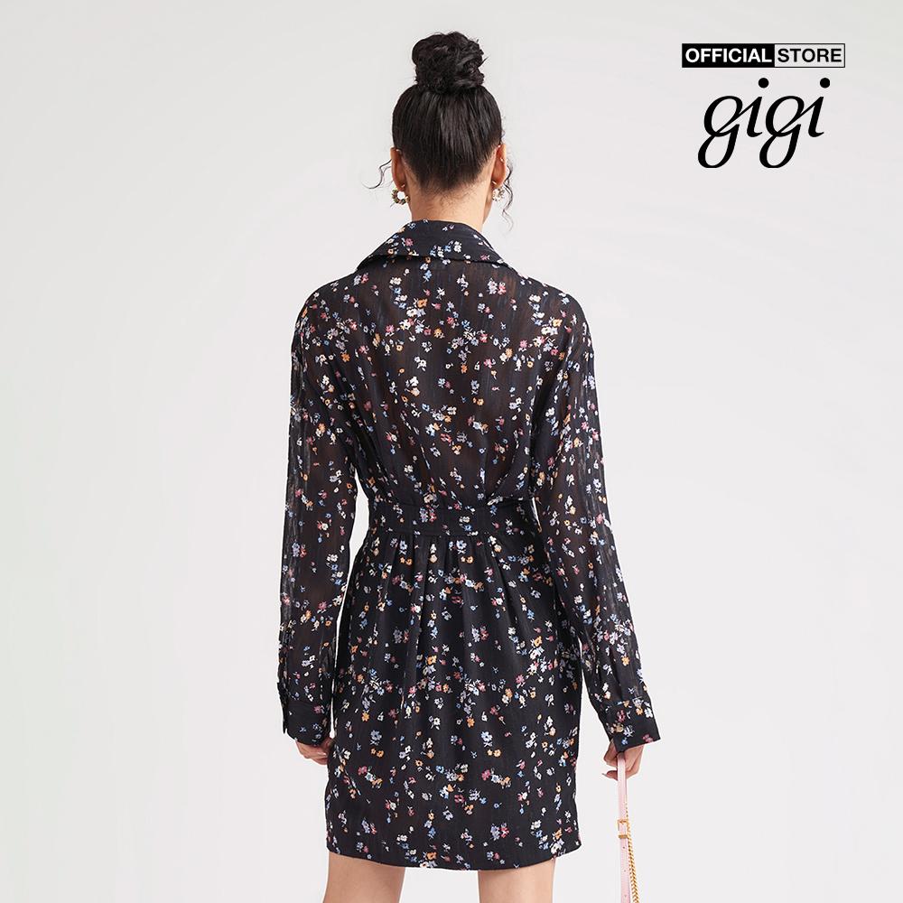 GIGI - Đầm mini sơ mi tay dài phối nút cài thời trang G2107D221190