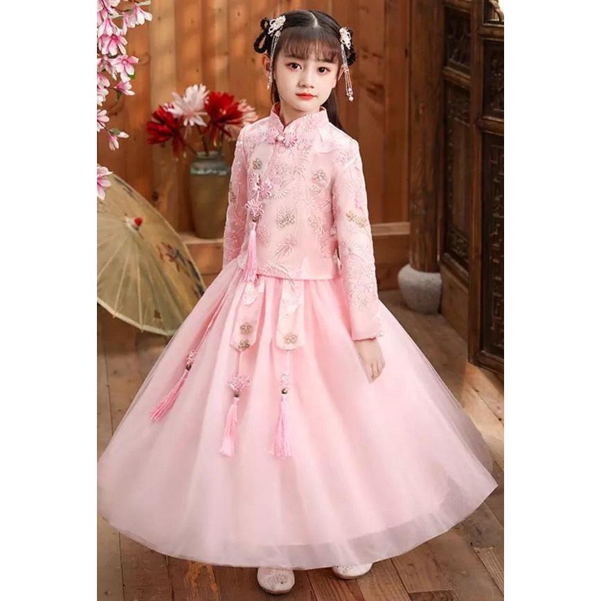 Đầm hán phục cho bé gái 8-40kg, váy công chúa trung hoa