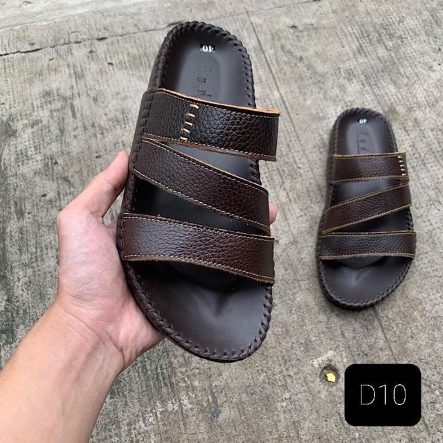 Dép da bò 3 quai cao cấp