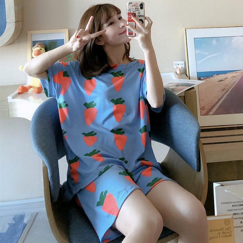 Bộ Đồ Ngủ Áo Tay Ngắn + Quần Short Xinh Xắn Cho Nữ