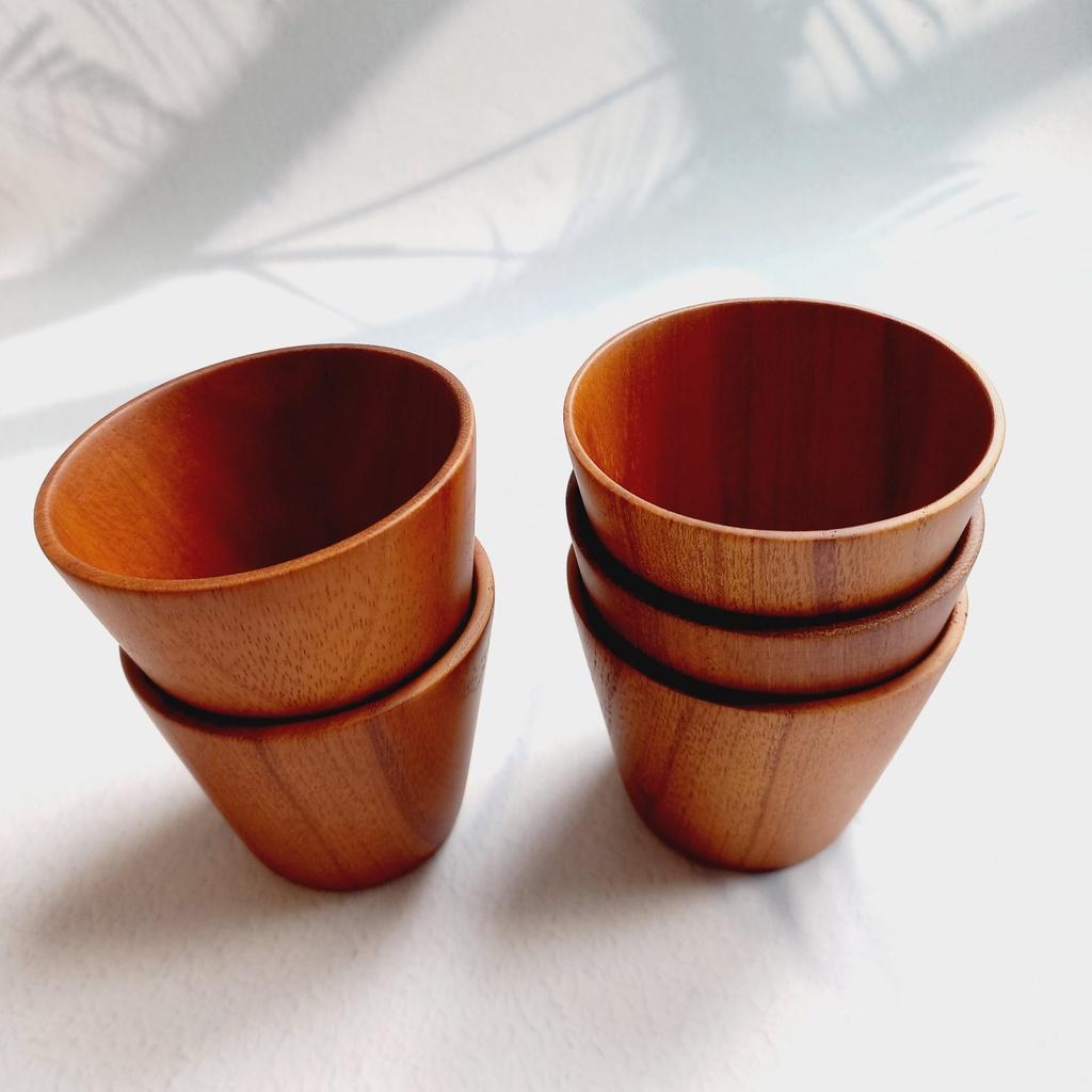 Cốc Gỗ Cốc Gỗ Gõ Màu Cam Thân Trụ Xinh Xắn 7x8cm Uống Nước, Trà, Cà Phê, Cốc Gỗ Decor Trang Trí Chụp Ảnh