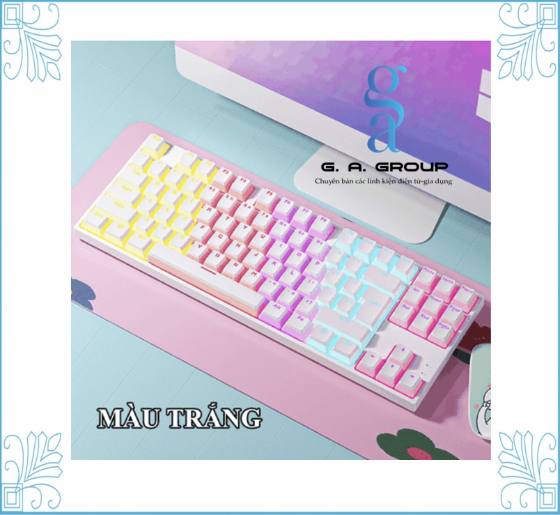 Bàn phím cơ ZIFRIEND KA802T sử dụng Blue Switch thiết kế mini nhỏ gọn chỉ 87 phím với keycap pudding xuyên led cực đẹp