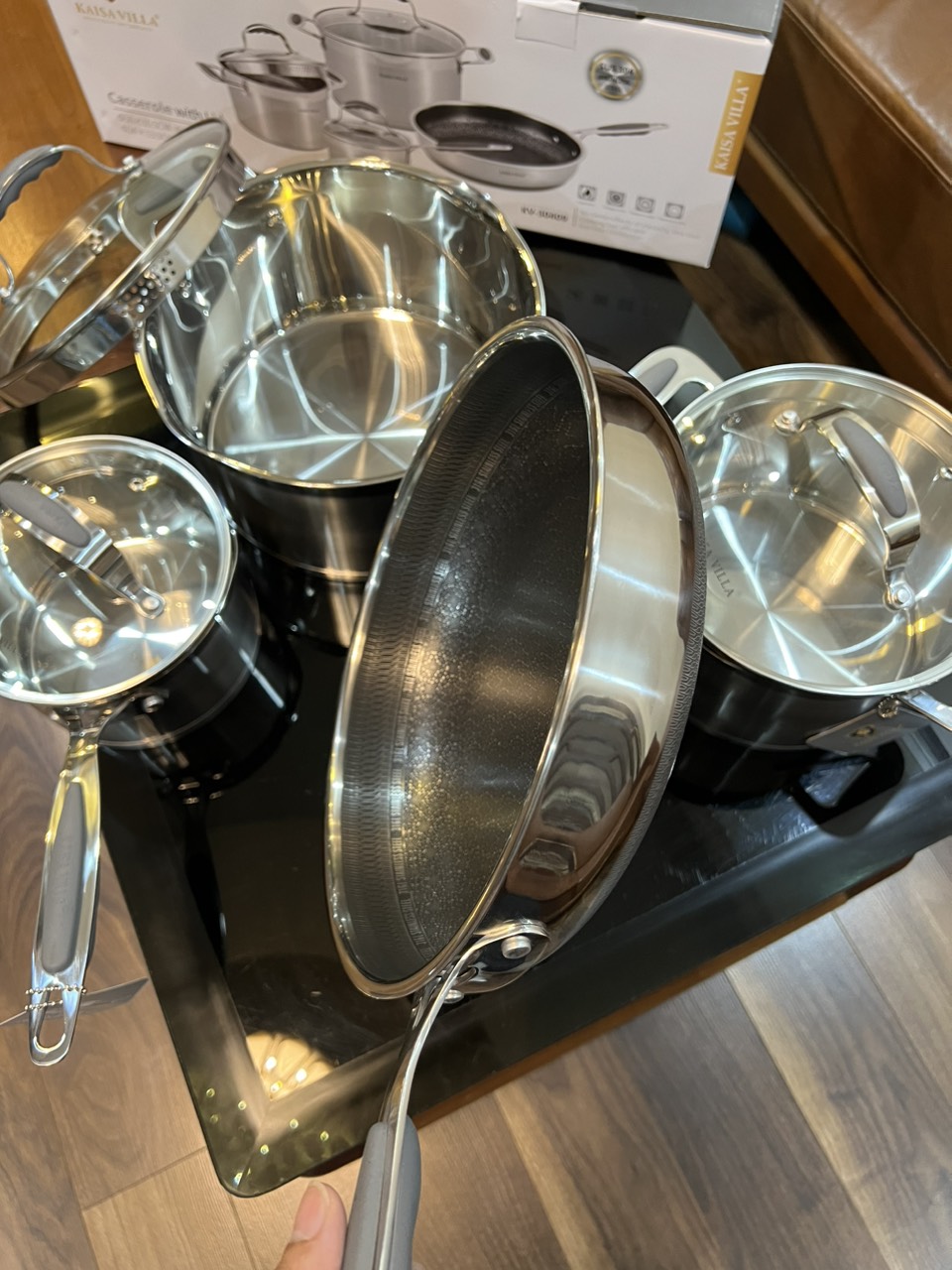 Bộ Nồi Inox 7 Chi Tiết Kaisa Villa KV-30409, Inox 304 Sáng Bền Đẹp - Hàng Chính Hãng