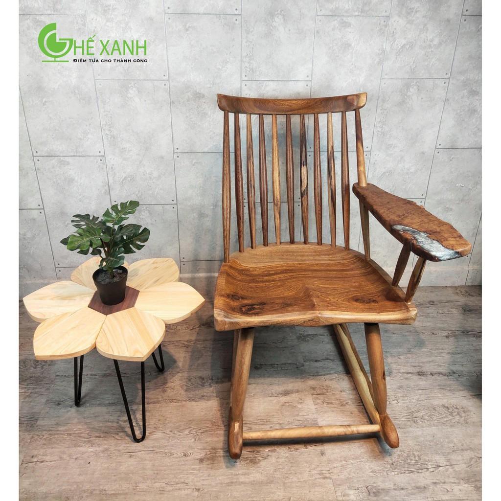 Bàn trà sofa hình cánh Hoa Sen - gỗ Thông Hinoki và Walnut - chân sắt đặc sơn tĩnh điện