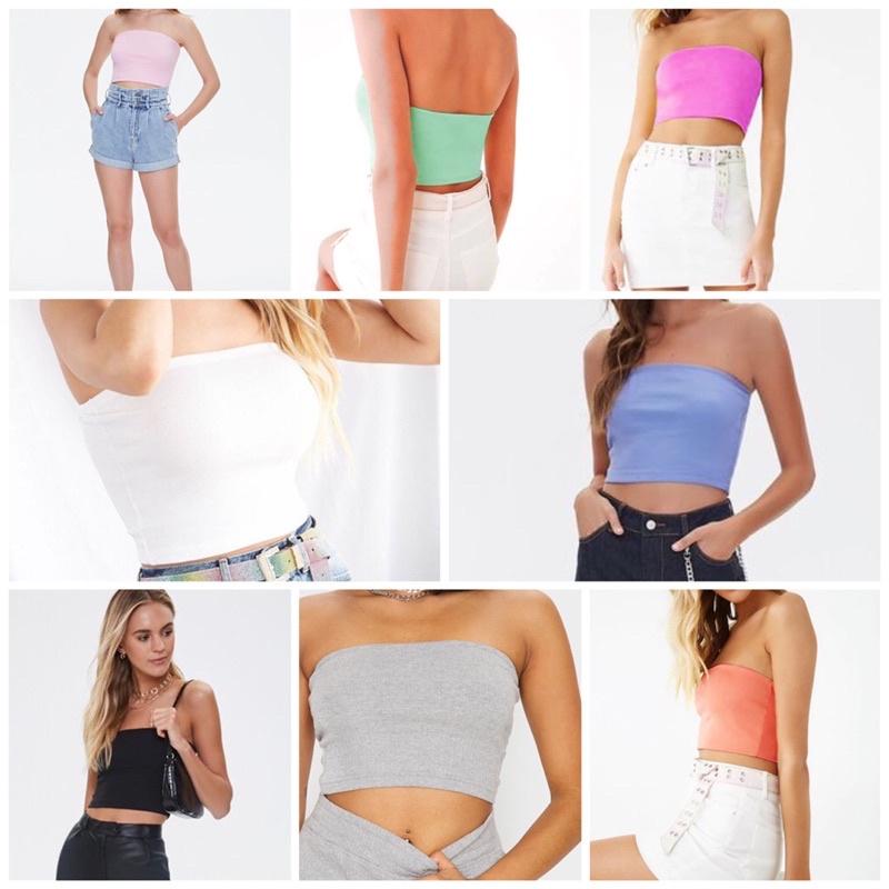 Áo ống F21 thun gân dáng crop