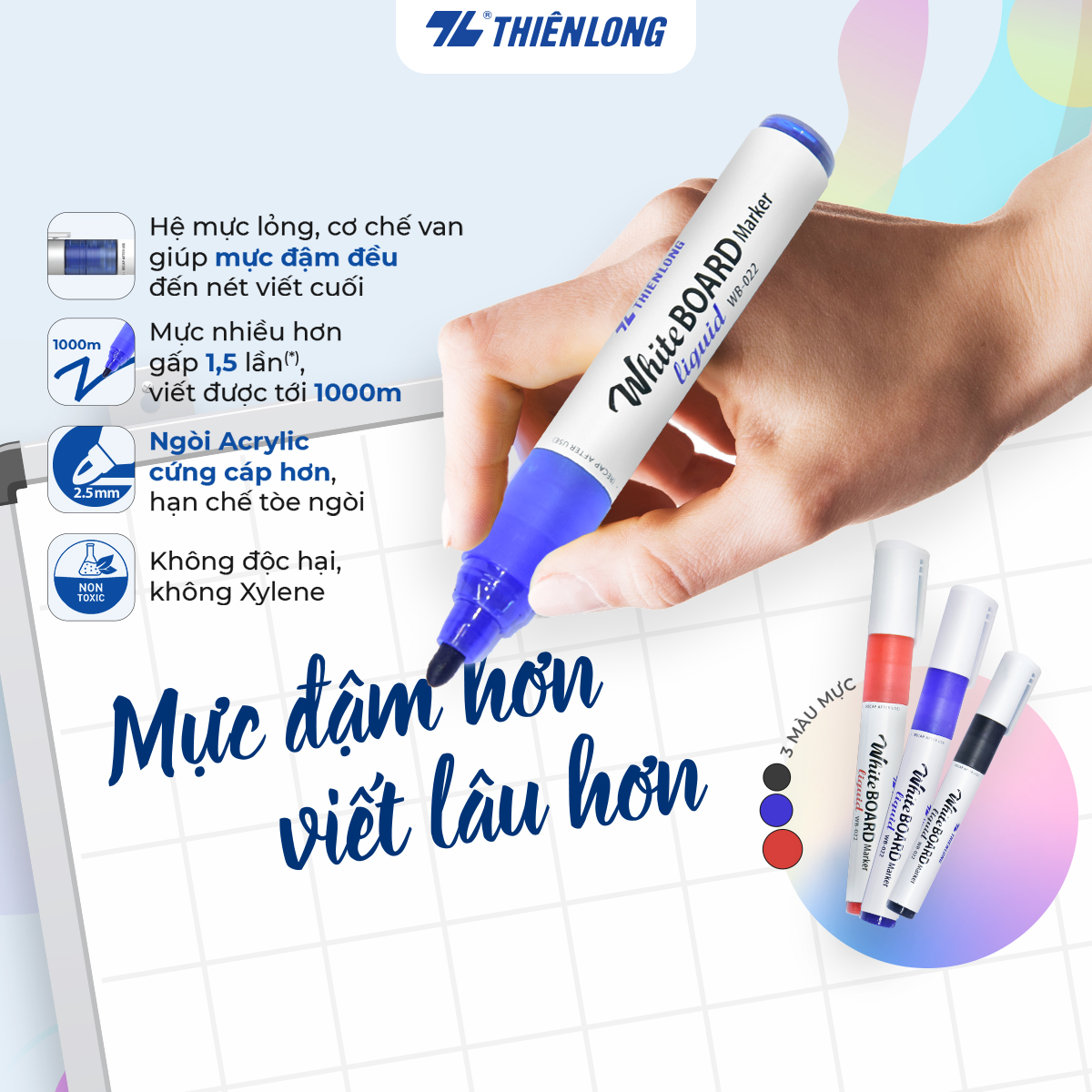 Bút lông bảng - Whiteboard Marker Liquid Thiên Long WB-022 - Không Xylene