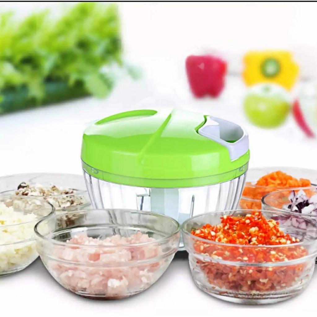 Dụng cụ xay tỏi ớt, xay tiêu, xay gia vị cao cấp cầm tay có dây kéo nhiều màu.