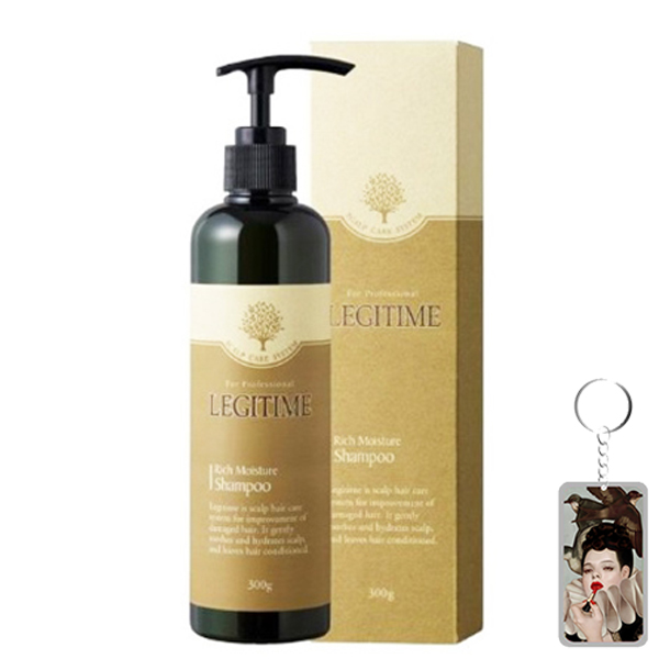 Dầu gội thảo dược Legitime Rich Moisture Shampoo sạch gàu Hàn Quốc 300ml dành cho tóc khô tặng móc khóa