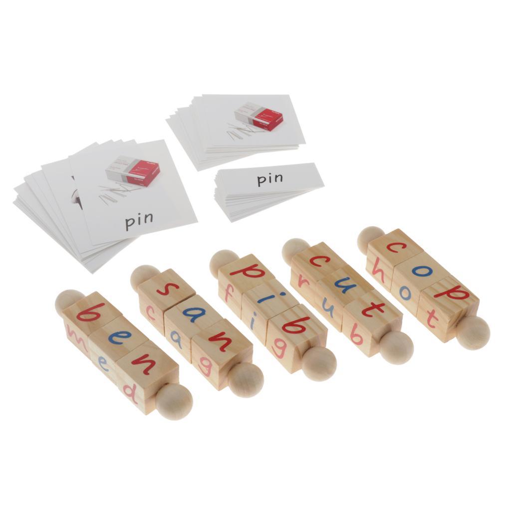 5x Montessori Phiên Âm Đọc Khối 52x Thẻ Đầu Học Tập Cho Trẻ Em