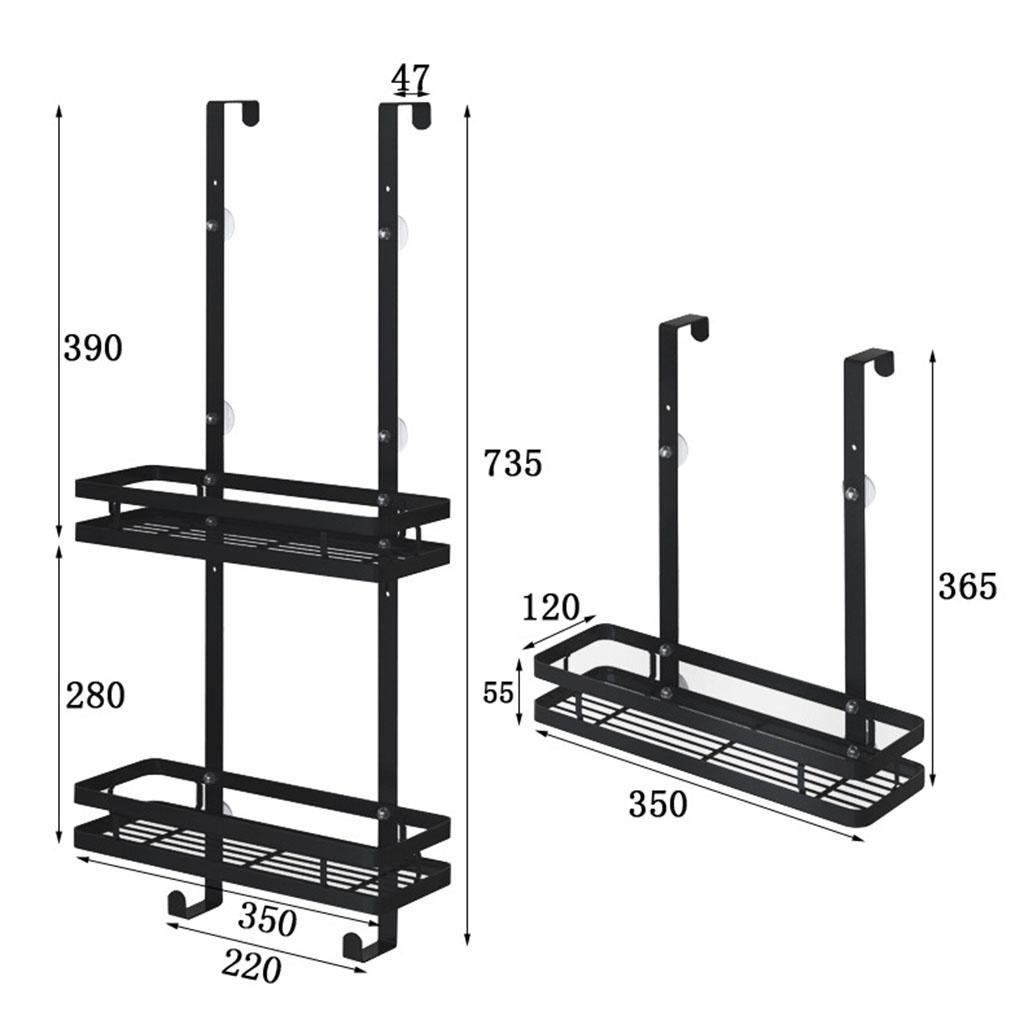 Black Over The Door Hanging Shelf Rack  Holder Basket 1-Layer