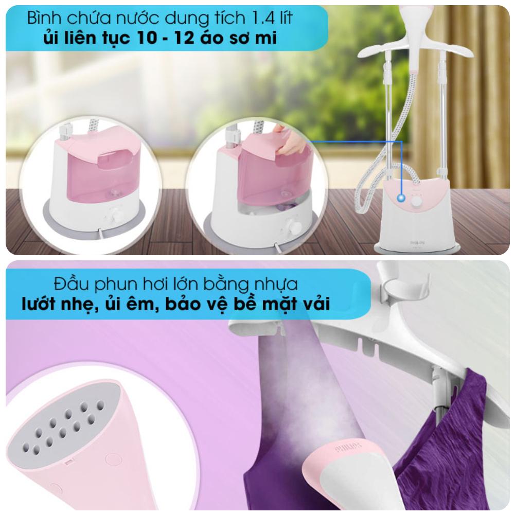Bàn Ủi Hơi Nước Đứng Philips GC485/49, Tặng Kèm Tấm Ủi, 1800W-1.4Lit, Hàng Chính Hãng