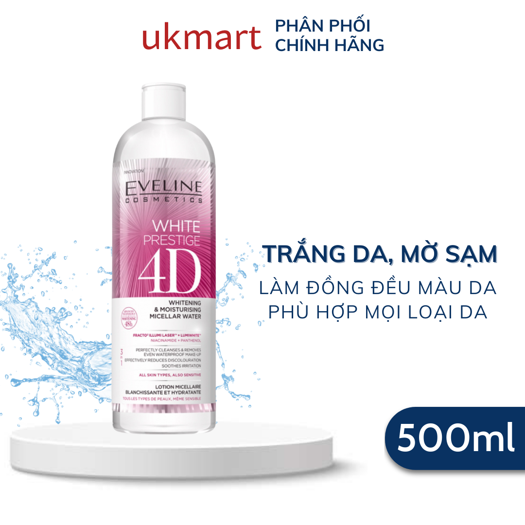 Nước Tẩy Trang Eveline White Prestige 4D Làm Trắng Và Dưỡng Ẩm Da 500ml