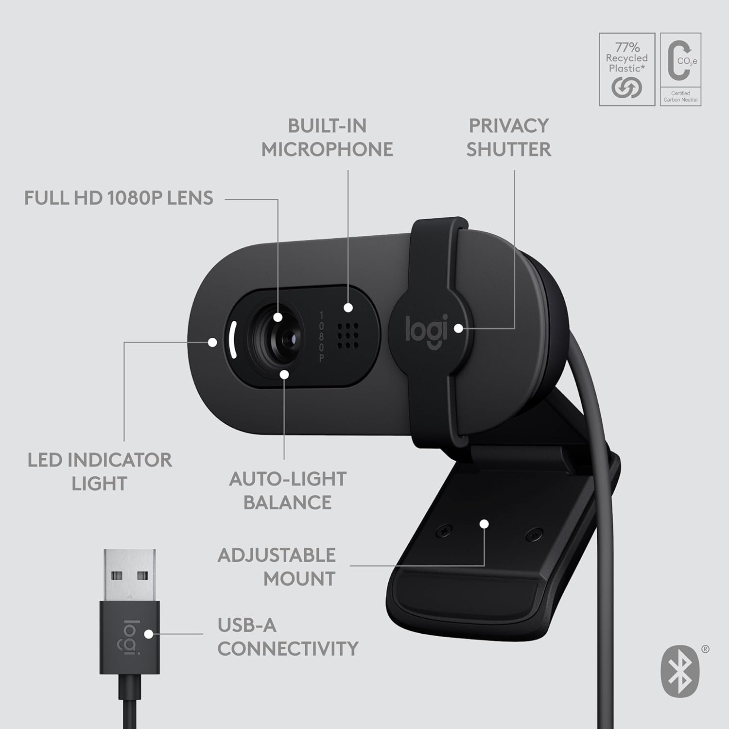 Webcam Logitech Brio 105 Full HD  - hàng chính hãng