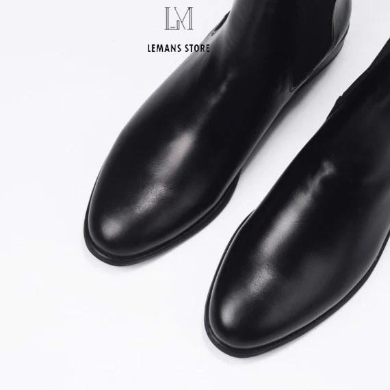 Giày Chelsea boots nam CB02 bản mũi nhọn, da bò cao cấp ống Cao, LEMANS bảo hành 24 tháng