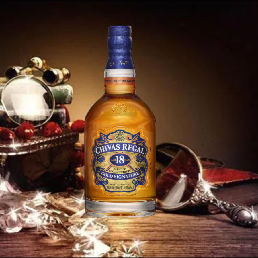 [Made in Scotland] Bộ sản phẩm rượu Chivas 18 Gold 700ml