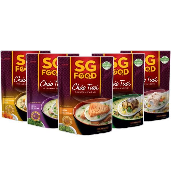 Combo 5 gói cháo tươi Sài Gòn Food vị (thịt bằm, sườn non, lươn, cá lóc, cá hồi) 270g