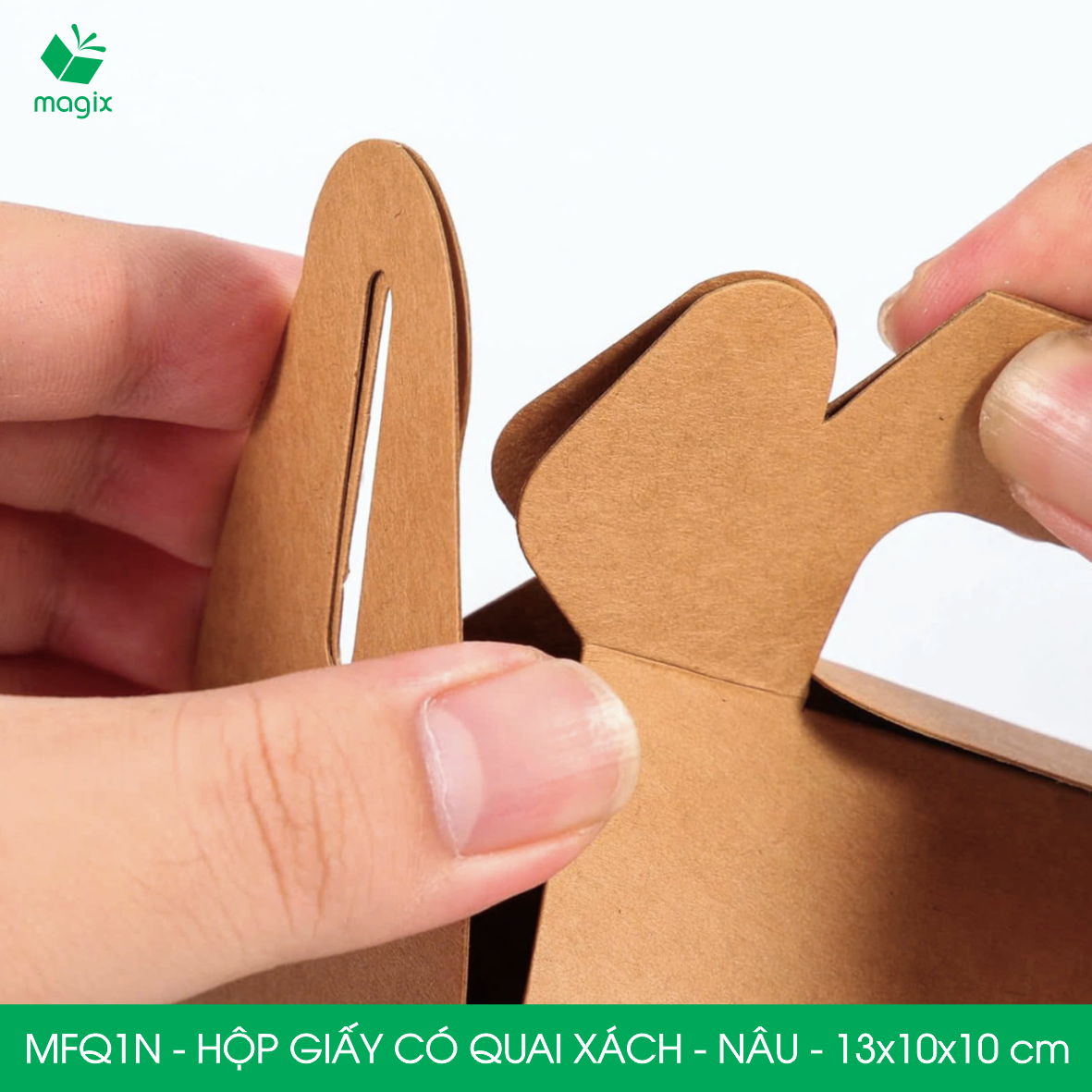 MFQ1N - 13.5x10x10 cm - 60 hộp giấy kraft có quai xách - Hộp đựng bánh ngọt, hộp quà tặng handmade