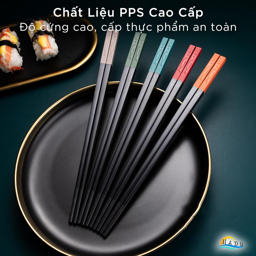 Đũa Ăn Cơm Cao Cấp Chống Mốc Kiểu Nhật Bản Đẹp Hình Song Ngư Nhiều Màu Sợi Thủy Tinh Chịu Nhiệt HADU