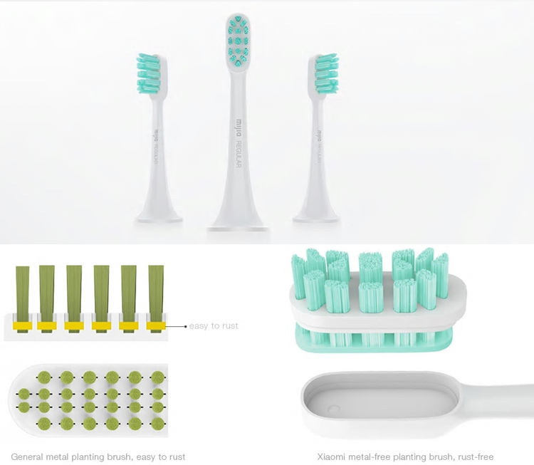 Bộ 3 Đầu Bàn Chải Đánh Răng Xiaomi Mi Electric Toothbrush Head (3-pack, Regular) - Hàng Chính Hãng