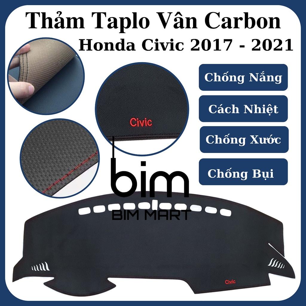Thảm Da Taplo Dành Cho Xe Honda Civic 2017 - 2021 Vân Carbon Cao Cấp