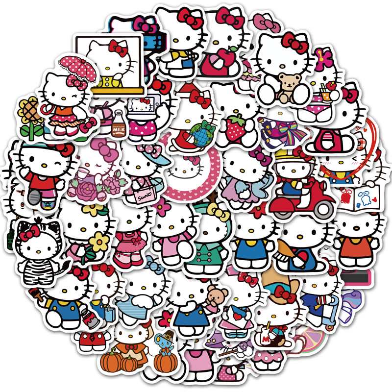 Sticker 50 miếng hình dán Hello Kitty setB