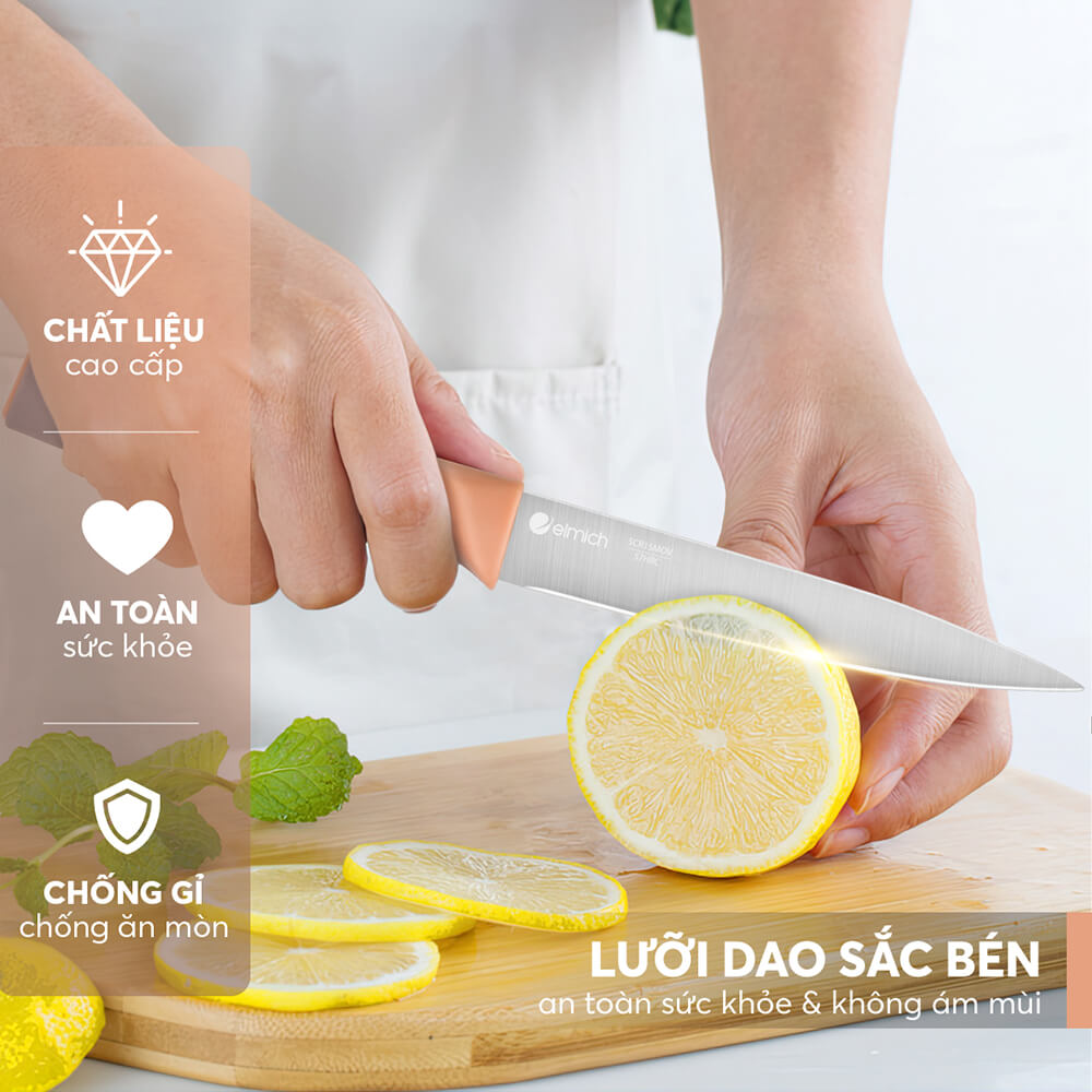 Dao Gọt Hoa Quả Elmich Diamond EL8405, Hàng Chính Hãng, Cán Chống Trượt, Chuôi Dao Chắc - JoyMall