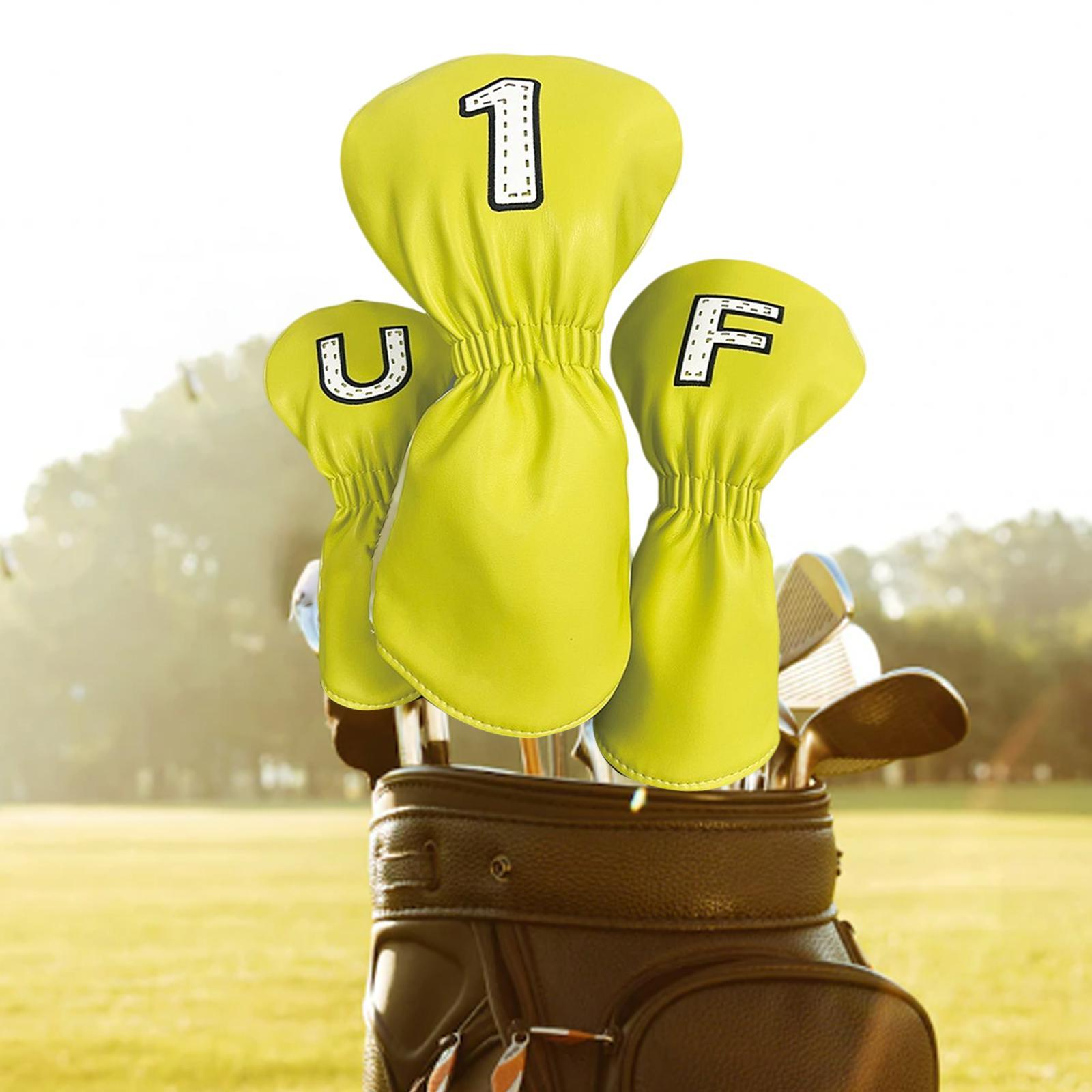 3Pcs PU Wood Golf Head Covers Men Women Universal Golf Club Head Covers