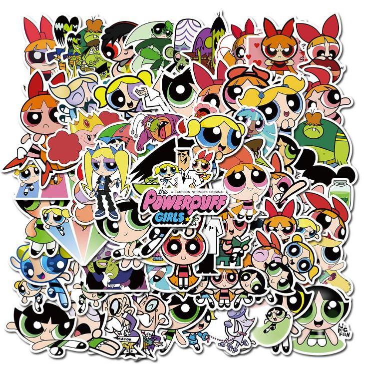 Sticker dán cao cấp The Powerpuff Girls Cực COOL ms#124