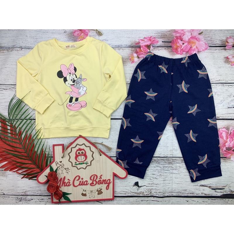 Bộ dài bé gái phối hình in Mickey ngôi sao size 9 - 40 kg
