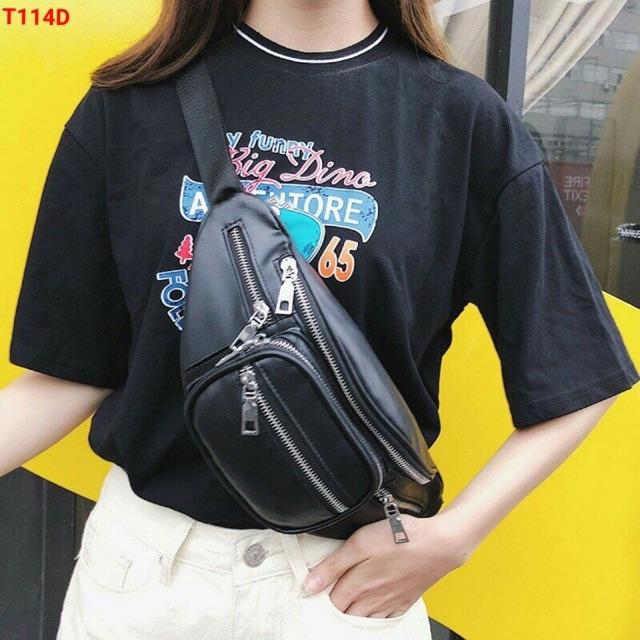 Túi đeo chéo da/ túi đeo bụng 2in1 nam/nữ chất đẹp