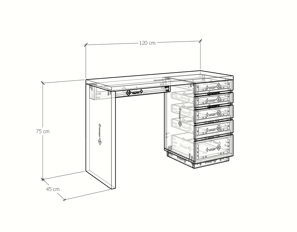 [Happy Home Furniture] MACRO, Bàn làm việc - 5 ngăn kéo,  120cm x 45cm x 75cm ( DxRxC), BAN_010