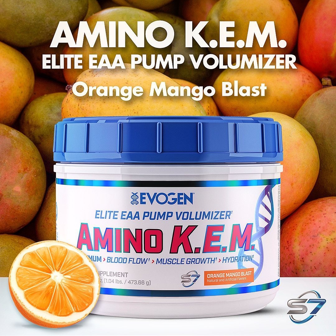 Evogen AMINO K.E.M Intra-Workout, EAA + BCAA, Phục Hồi & Xây Dựng Cơ Bắp, Sức Mạnh, Sức Bền, Bổ Sung 8.5G Amino Axit Thiết Yếu + 50G S7 + 2G Chất Điện Giải, Hộp 30 Lần Dùng