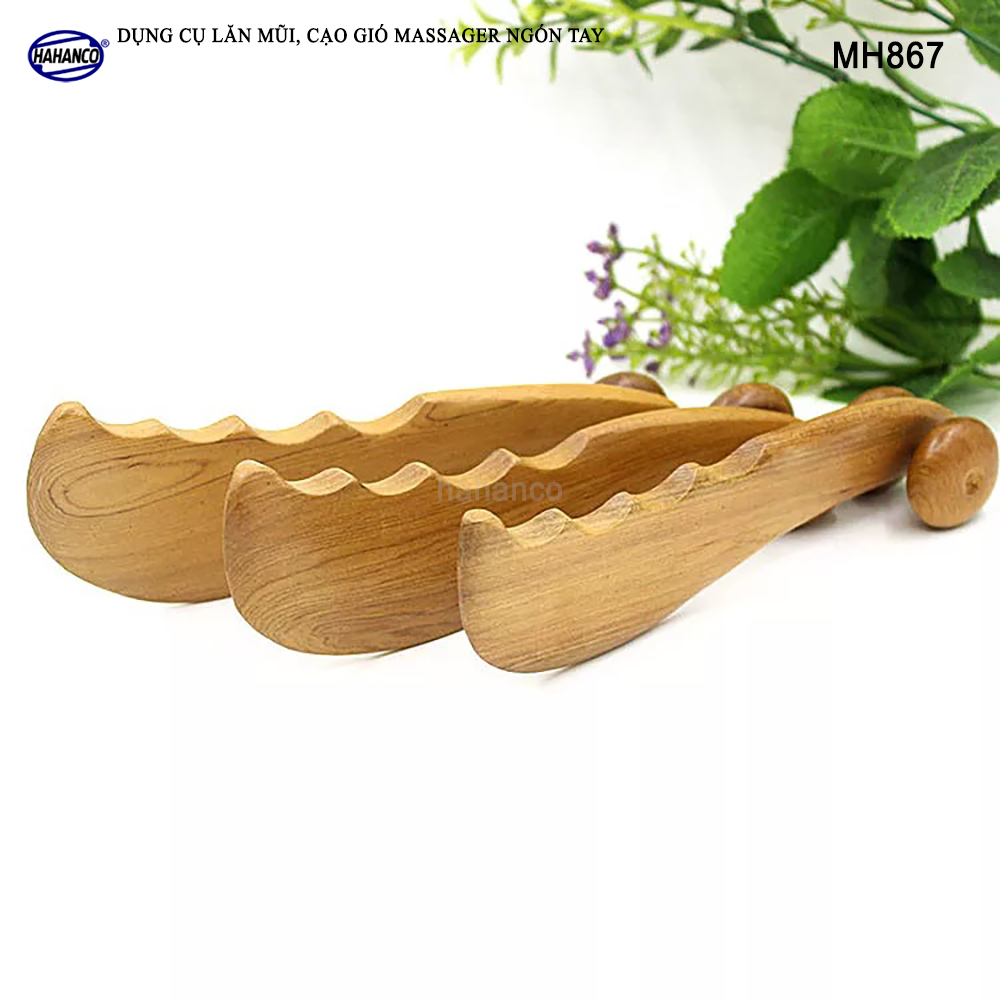 Dụng cụ lăn mũi và Mát xa ngón tay, cạo gió ấn huyệt bằng Gỗ Bách Xanh hình răng cưa Chăm sóc sức khỏe