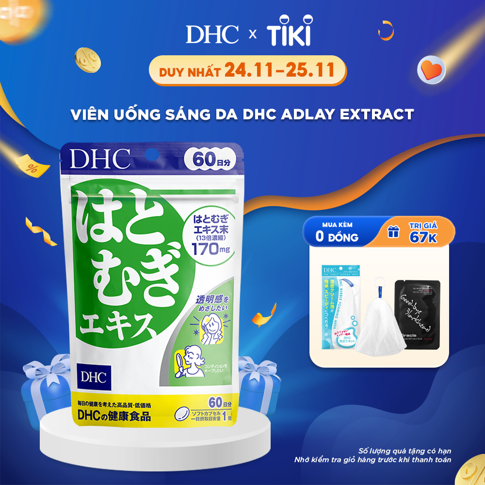 Viên uống Trắng da DHC Adlay Extract Nhật Bản - 60 Ngày