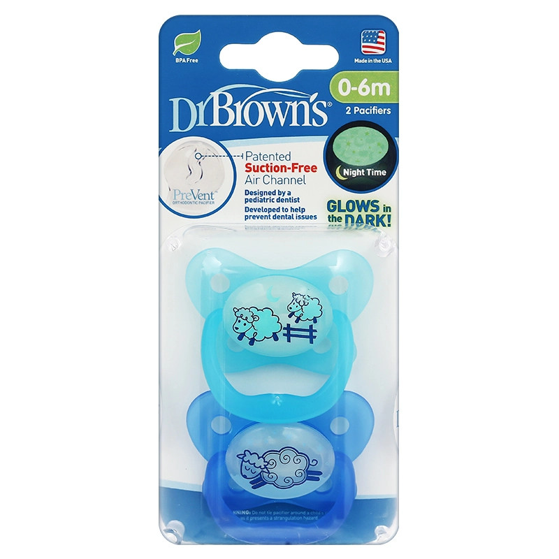 Set 2 ty ngậm phát sáng dạ quang Prevent chỉnh nha Dr.Brown's