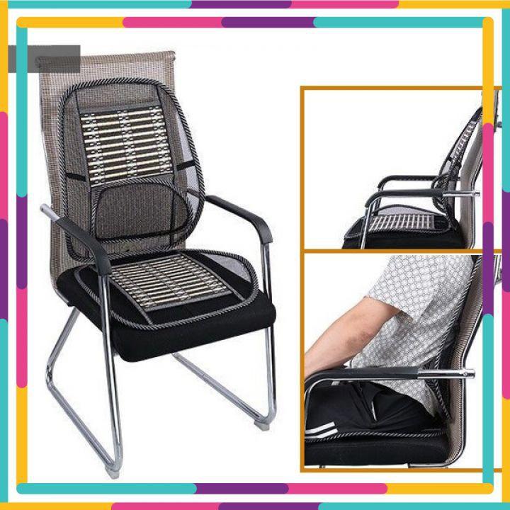 Bộ lót ghế tựa lưng ô tô lưới trúc Massage lưng chống mỏi, chống nóng hiệu quả