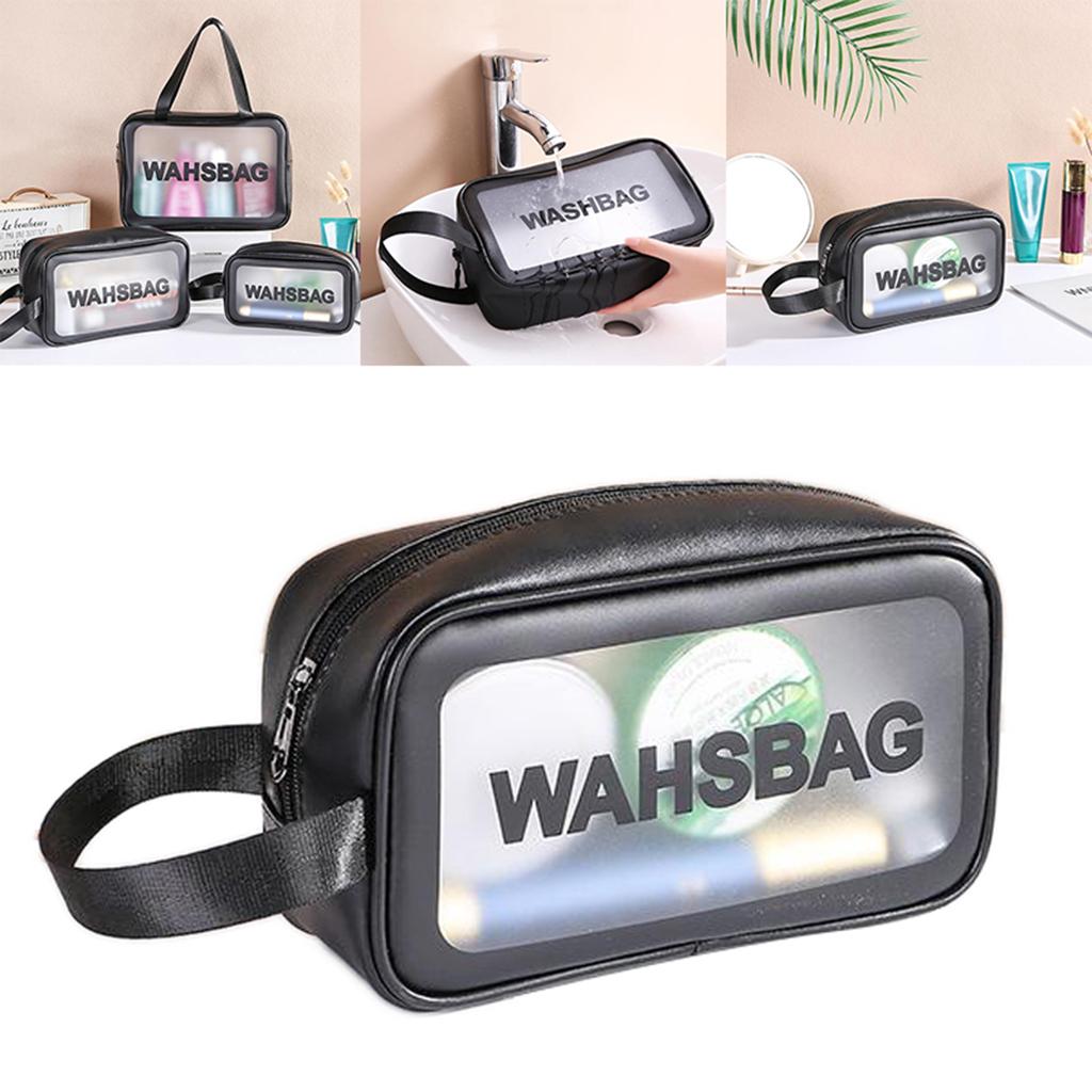 Waterproof Travel Bag Transparent Makeup Toiletry Clear Wash Pouch Black S