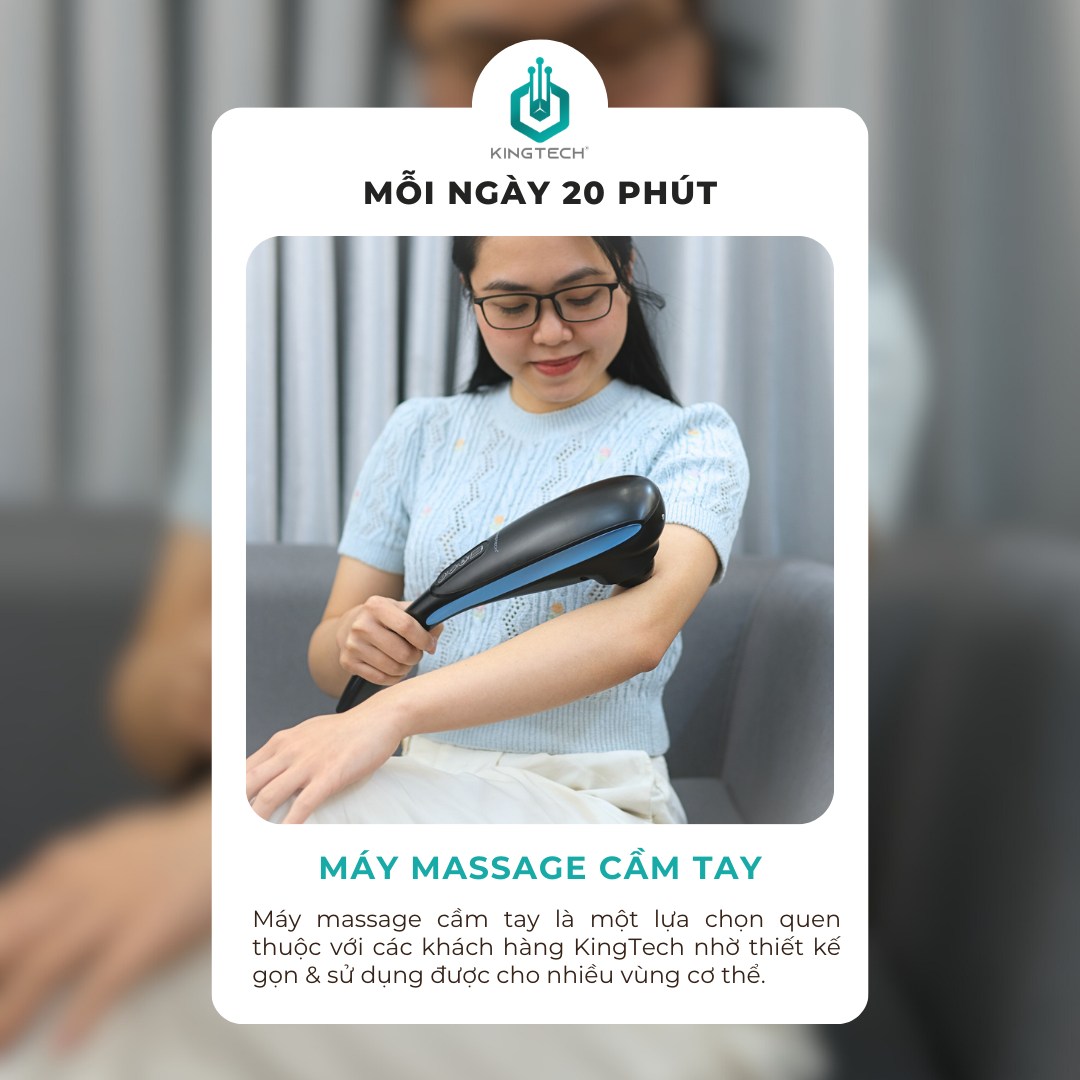 Máy Massage Cầm Tay Đa Năng Cao Cấp KINGTECH LUX-900 - Mát Xa Toàn Thân, Chuyên Sâu Cho Lưng, Cổ, Vai, Gáy Cánh Tay - Chính Hãng