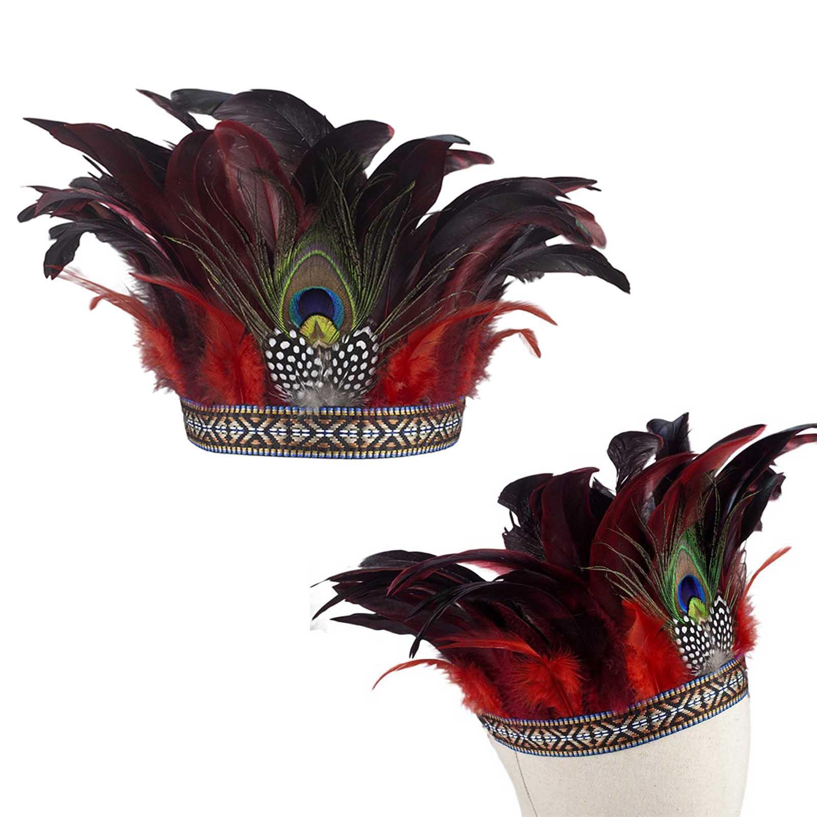 2 Pieces Feather Couple National Style Headpiece for Party Halloween Adults