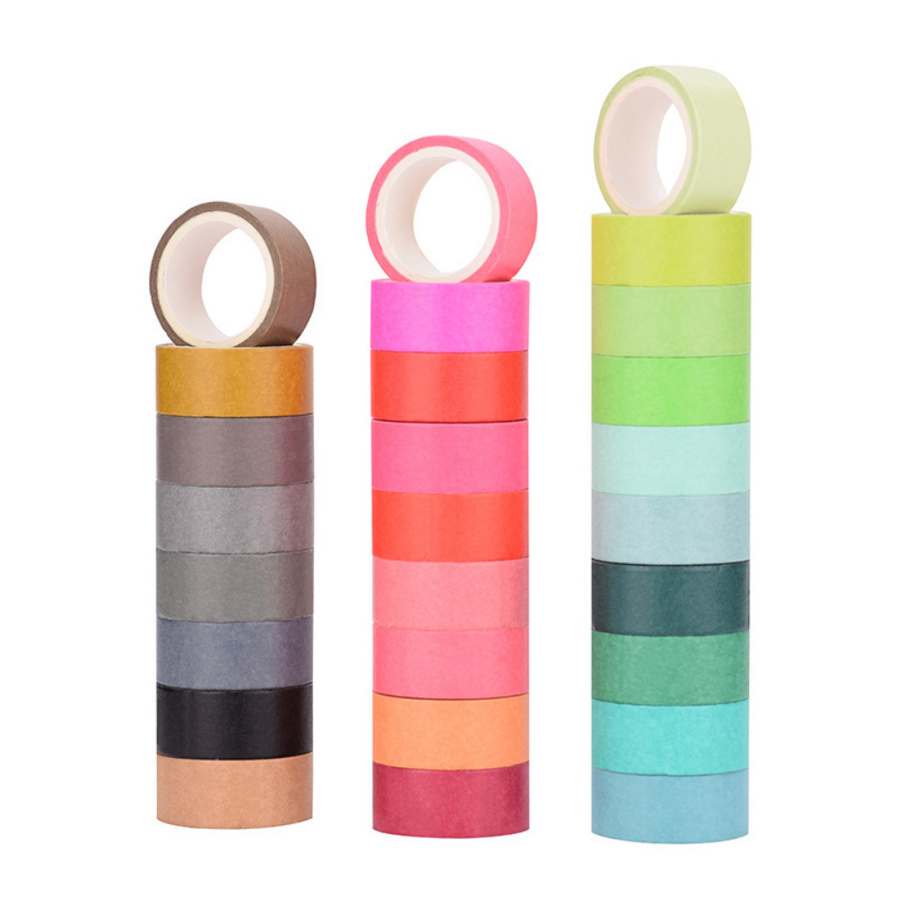 Combo 3 Cuộn Băng Keo Trang Trí Washi Tape Rainbow Màu Ngẫu Nhiên Khác Nhau 3.5cm x 1.5cm - Giao Ngẫu Nhiên Theo Nhóm Màu