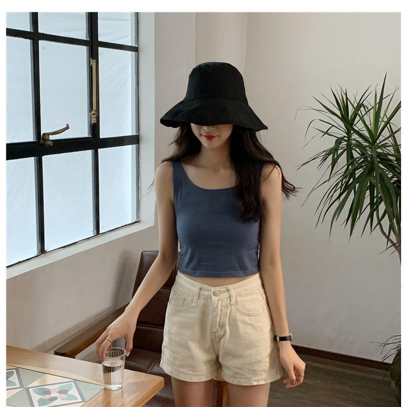 Áo croptop nữ chất cotton, áo ba lỗ hở lưng kiểu ôm, vải co giãn tốt