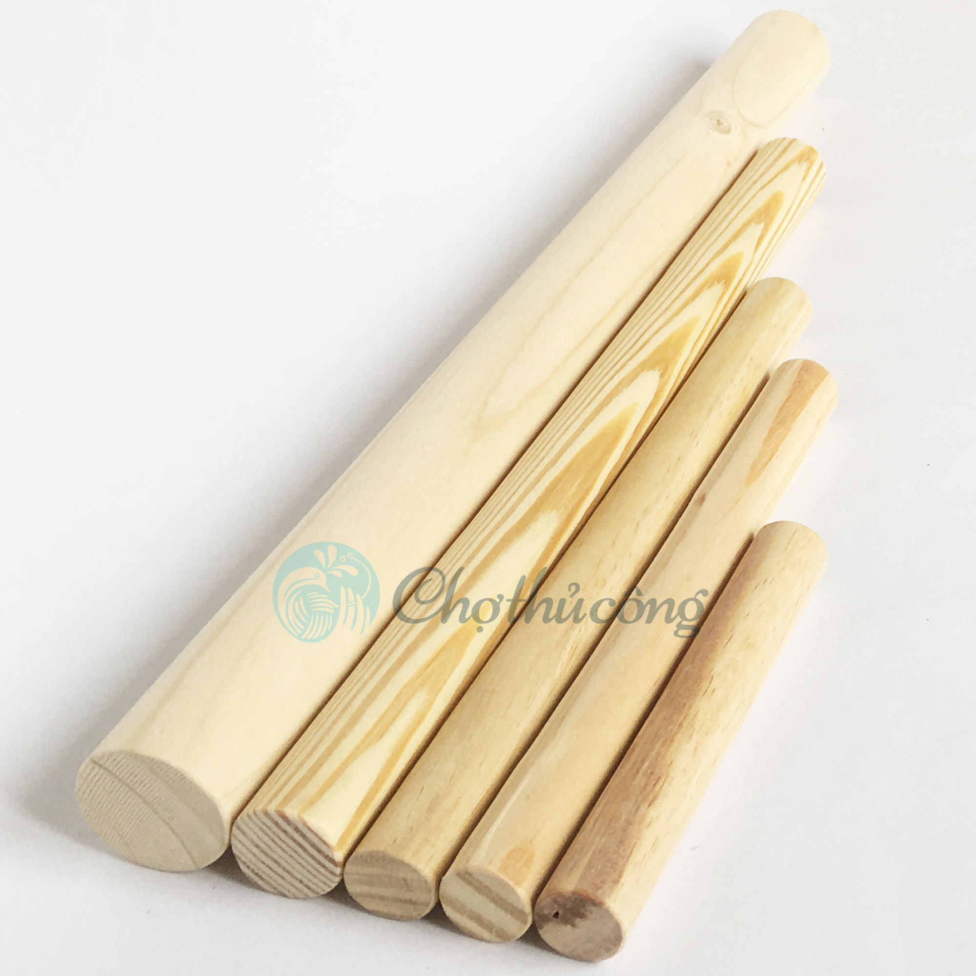 Cây lăn bột bằng gỗ tự nhiên, Cây cán bột - dụng cụ làm bánh / Cây lăn đất sét - dụng cụ đất sét, làm gốm