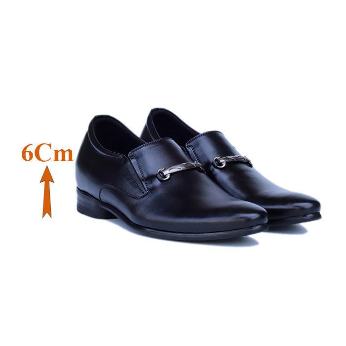 Giày Cao Nam T&TRA Tăng Cao 6Cm- S956 Đen Trơn- Chất Liệu Da Bò Cao Cấp, Đế Cao Su Ghép, Phần Tăng Cao Ẩn Bên Trong