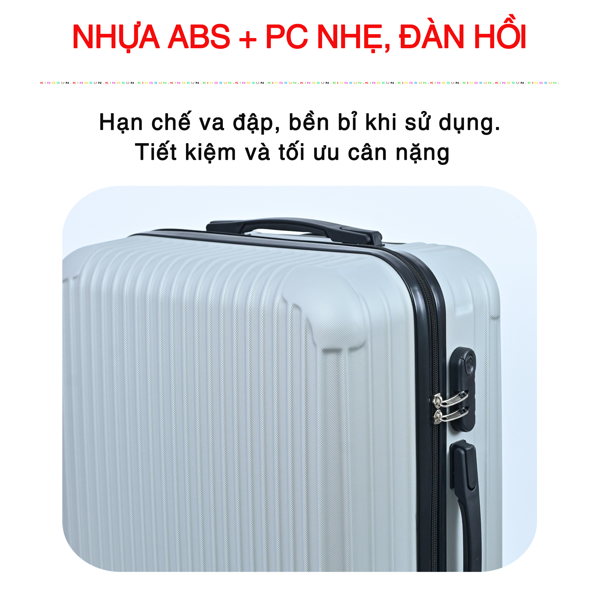 Vali du lịch kéo cao cấp Size 24inch- Chất lượng cao KS-155 - Bạc