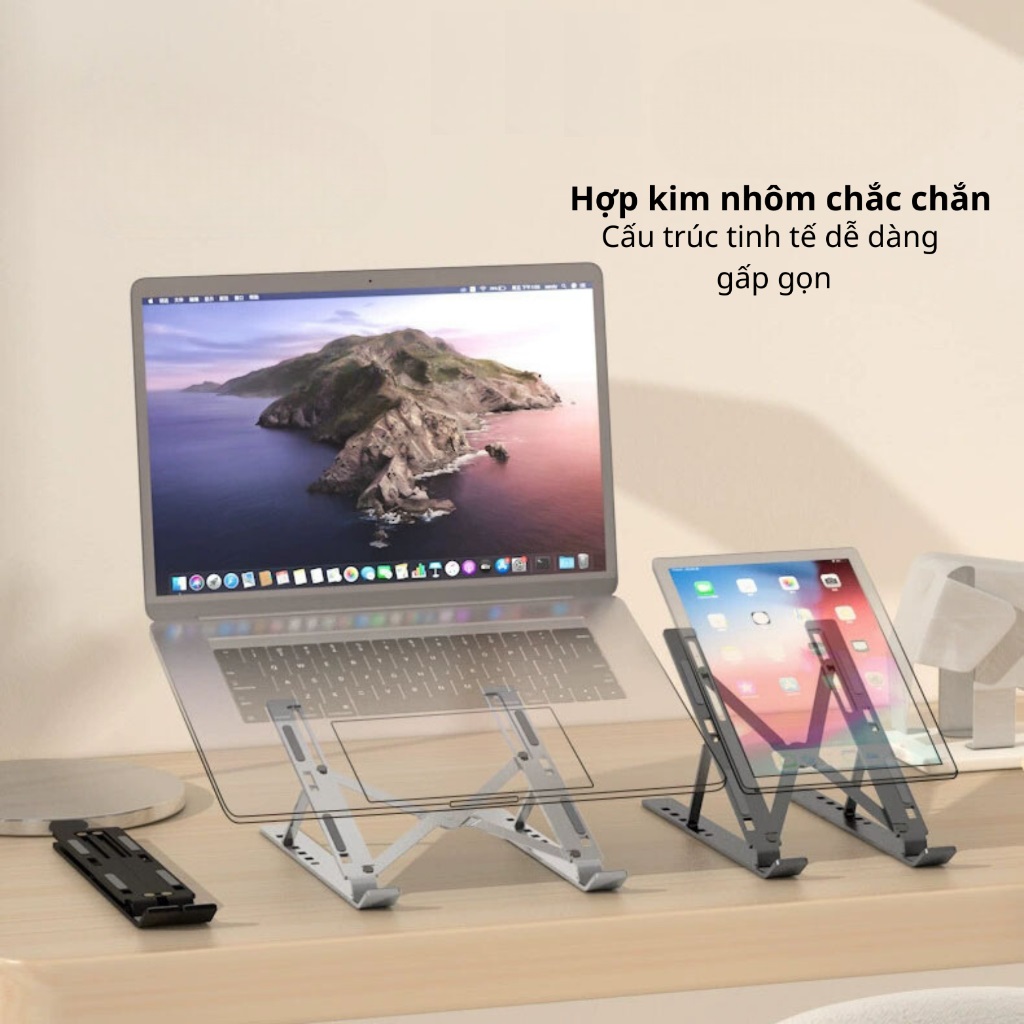 Bộ Giá Đỡ Laptop gấp gọn và quạt - Đế Kê Laptop Tản Nhiệt Có Thể Điều Chỉnh Độ Cao