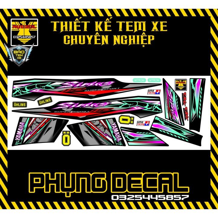 Tem rời dán xe sirius xanh đen v2