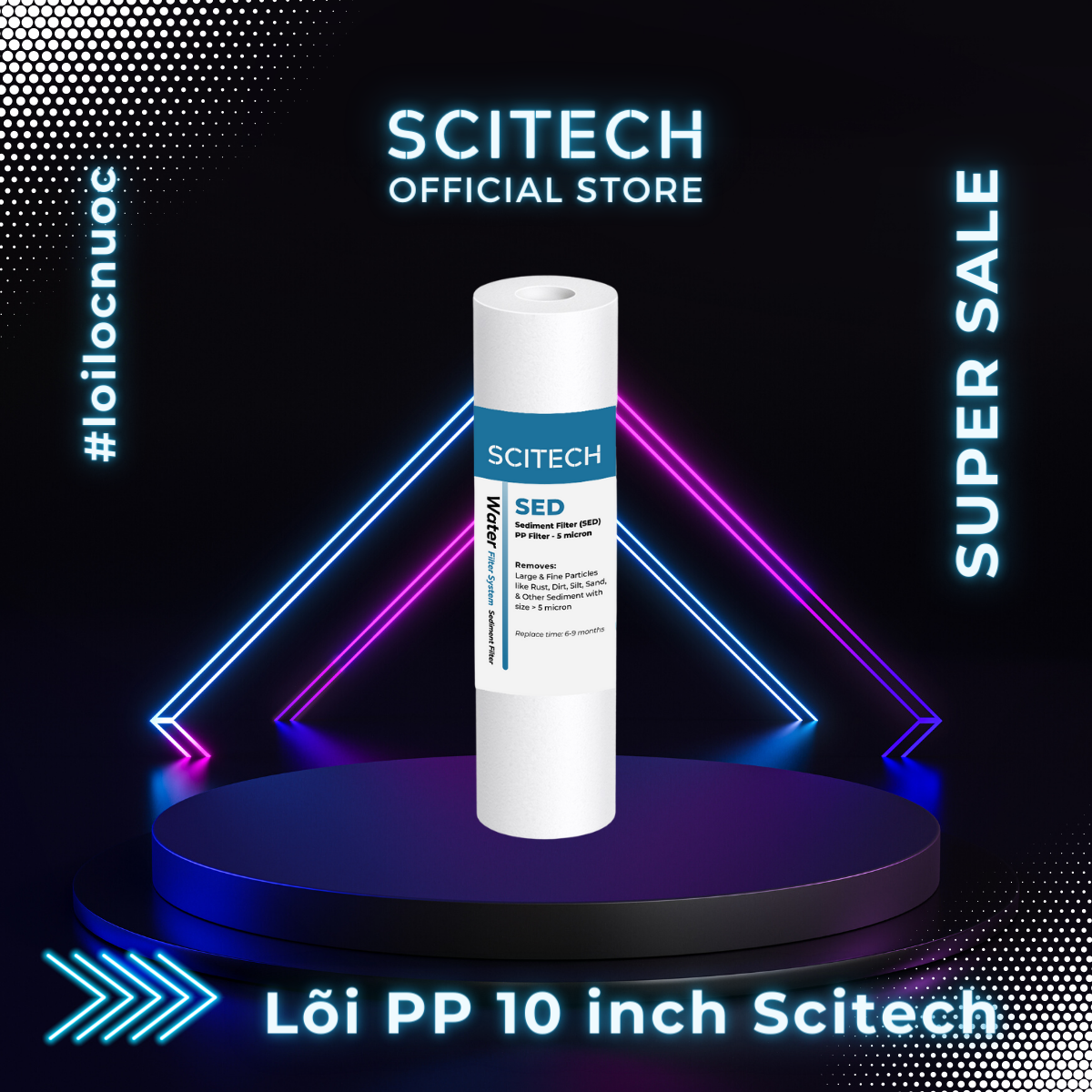 Lõi PP 10 inch 5 micron - Lõi số 1 máy lọc nước Nano/UF/RO, bộ lọc thô - Hàng chính hãng